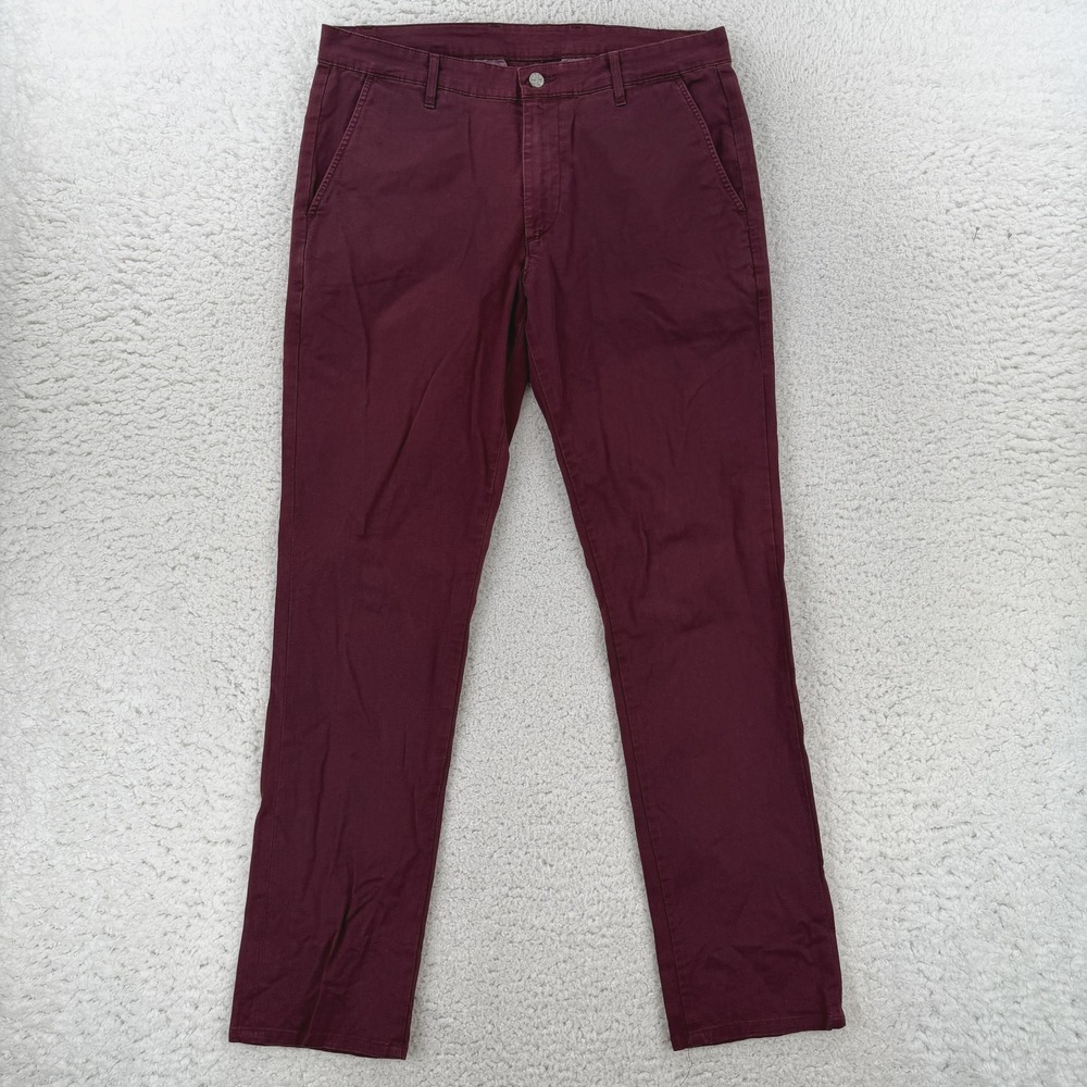 AG Adriano Goldschmied The Everett Chino Pants Mens 34x33 Red Slim Stretch